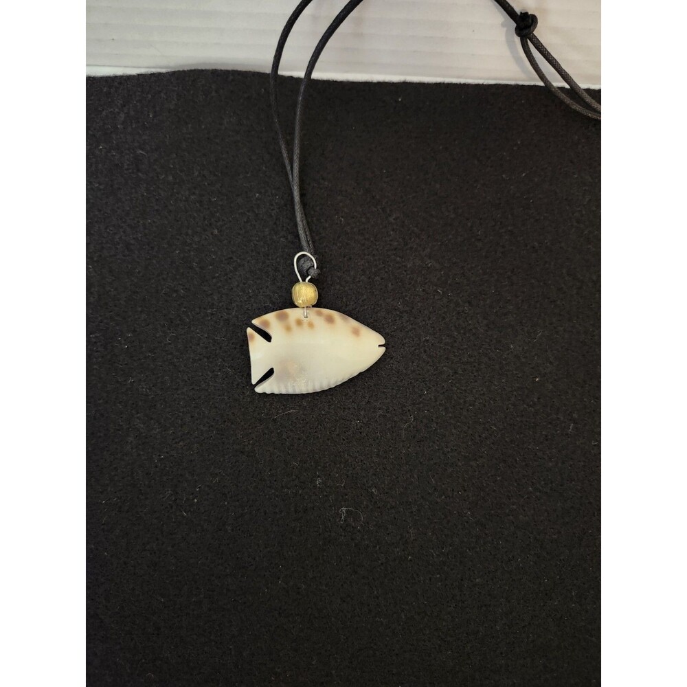 Handmade Necklace Carved From Shell Adjustable Fish Shape
